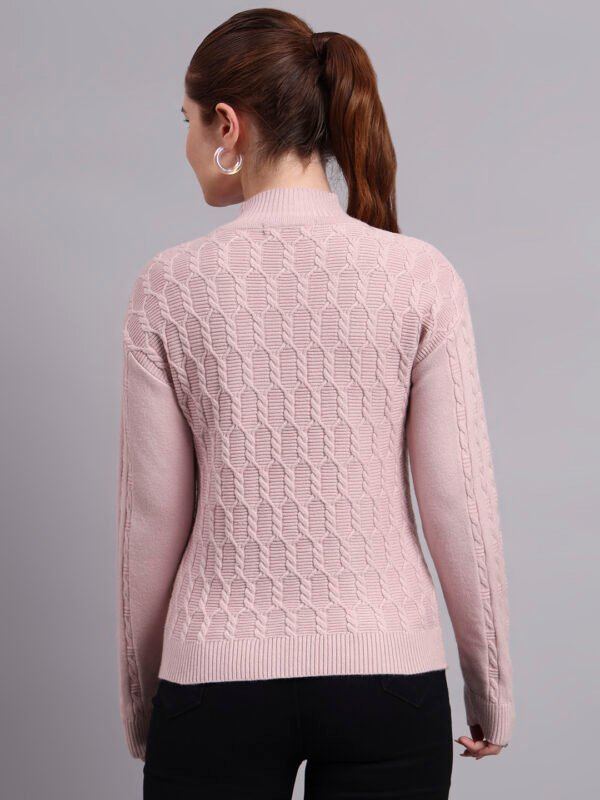 Textured Button-Down Ribbed | Premium Acrylic Wool Light Onion Pink Women Sweater