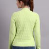 Textured Button-Down Ribbed Crew Neck Knit Cardigan Premium Acrylic Wool Women Sweater