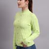 Textured Button-Down Ribbed Crew Neck Knit Cardigan Premium Acrylic Wool Women Sweater