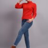 Textured Button-Down Ribbed Crew Neck | Premium Acrylic Wool Rust Sweater