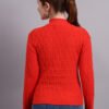 Textured Button-Down Ribbed Crew Neck | Premium Acrylic Wool Rust Sweater