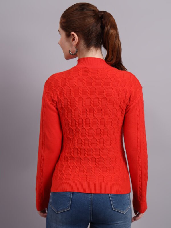 Textured Button-Down Ribbed Crew Neck | Premium Acrylic Wool Rust Sweater
