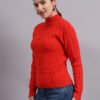 Textured Button-Down Ribbed Crew Neck | Premium Acrylic Wool Rust Sweater