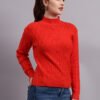 Textured Button-Down Ribbed Crew Neck | Premium Acrylic Wool Rust Sweater