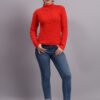 Textured Button-Down Ribbed Crew Neck | Premium Acrylic Wool Rust Sweater