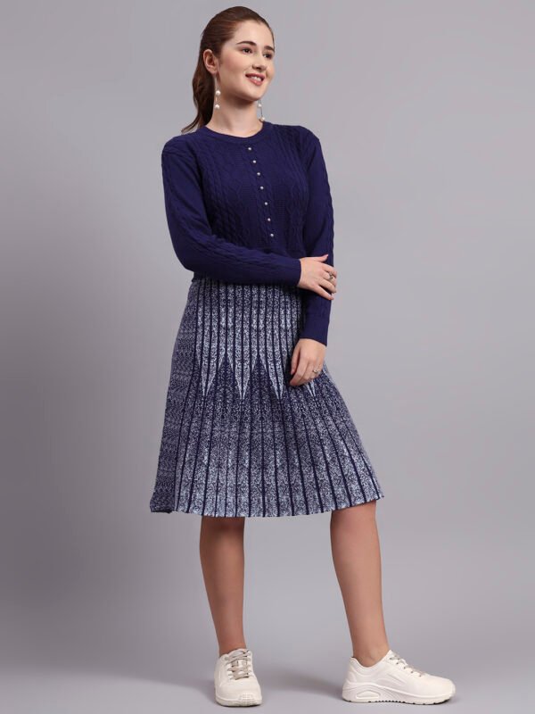partnerimages_068b808d_J5_NAVY_01_5 Pearl Button Cable Knit Fit | Acrylic Wool Navy Blue Women Jumper Dress