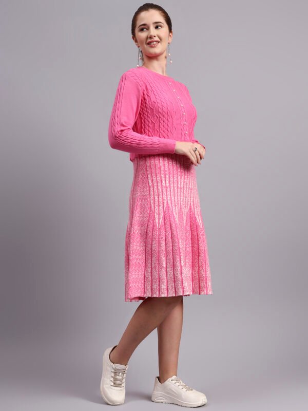 partnerimages_13ecb40b_J5_DPINK_01_4 Pearl Button Cable Knit Fit & Acrylic Wool Pink Women Jumper Dress