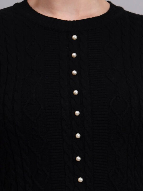 partnerimages_21237e6b_J5_BLACK_01_6 Round Neck Color Blocked Acrylic Wool Knitted Women Jumper Dress