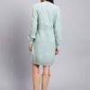 Women's Pistachio Green Textured Knit Midi Winter Dress with Pocket