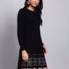 partnerimages_71ce31f4_J9_BLACK_01_5 Women's Black Knit Winter Dress with Pastel Pattern Hem and Button Front