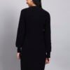 Women's Black Textured Knit Winter Dress with Pocket Detail