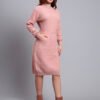 Women's Peach Textured Knit Midi Winter Dress with Pocket
