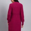 Women's Rani Pink Textured Knit Midi Winter Dress with Pocket