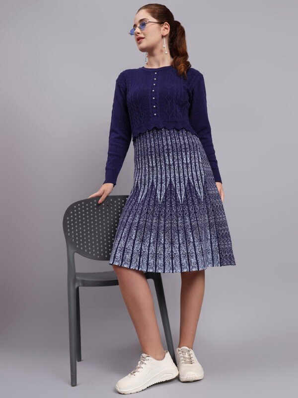 partnerimages_b5c5619a_J5_NAVY_01_1 Pearl Button Cable Knit Fit | Acrylic Wool Navy Blue Women Jumper Dress