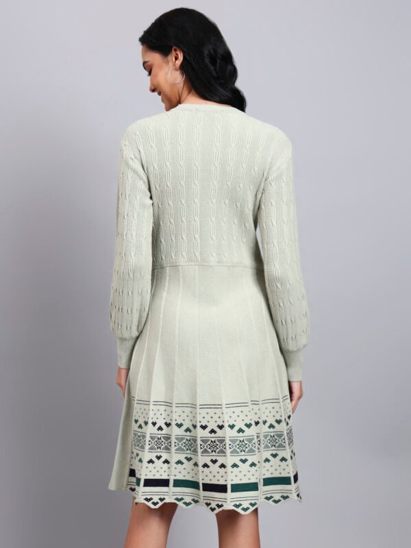 partnerimages_e4b76aa4_J9_PISTA_01_3 Women's Pista Green Knit Winter Dress with Pattern Hem and Button Front