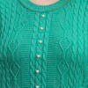 Pearl Button Cable Knit Fit & Flare Acrylic Wool Jumper Dress for Women – Green
