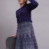 Women’s navy blue cable knit acrylic wool fit & flare jumper dress with pearl buttons and pleated skirt Women’s navy blue cable knit acrylic wool fit & flare jumper dress with pearl buttons and pleated skirt