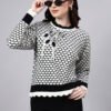 Round Neck Blocked Design With Premium Acrylic Wool Women Knitted Top & Sweater