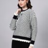 Round Neck Blocked Design With Premium Acrylic Wool Women Knitted Top & Sweater