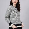 Round Neck Blocked Design With Premium Acrylic Wool Women Knitted Top & Sweater