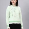Round Neck Blocked Design With Premium Acrylic Wool Women Knitted Top & Sweater