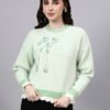 Round Neck Blocked Design With Premium Acrylic Wool Women Knitted Top & Sweater