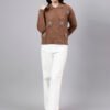 Spread Collar Patch Work Cable Knitted Design With Premium Acrylic Wool Women Knitted Top & Sweater