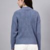 Spread Collar Patch Work Cable Knitted Design With Premium Acrylic Wool Women Knitted Top & Sweater