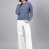 Spread Collar Patch Work Cable Knitted Design With Premium Acrylic Wool Women Knitted Top & Sweater