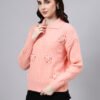 Spread Collar Patch Work Cable Knitted Design With Premium Acrylic Wool Women Knitted Top & Sweater