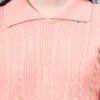 Spread Collar Patch Work Cable Knitted Design With Premium Acrylic Wool Women Knitted Top & Sweater
