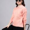 Spread Collar Patch Work Cable Knitted Design With Premium Acrylic Wool Women Knitted Top & Sweater