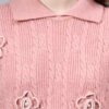 Spread Collar Patch Work Cable Knitted Design With Premium Acrylic Wool Women Knitted Top & Sweater