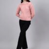Spread Collar Patch Work Cable Knitted Design With Premium Acrylic Wool Women Knitted Top & Sweater