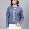 Round Neck Geomatric Design With Premium Acrylic Wool Women Knitted Top & Sweater