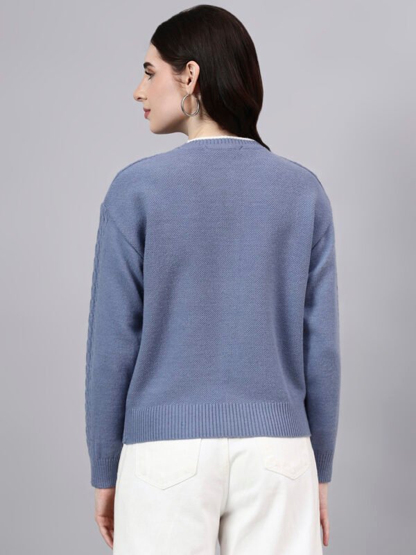 Round Neck Geomatric Design With Premium Acrylic Wool Women Knitted Top & Sweater