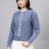 Round Neck Geomatric Design With Premium Acrylic Wool Women Knitted Top & Sweater
