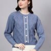 Round Neck Geomatric Design With Premium Acrylic Wool Women Knitted Top & Sweater