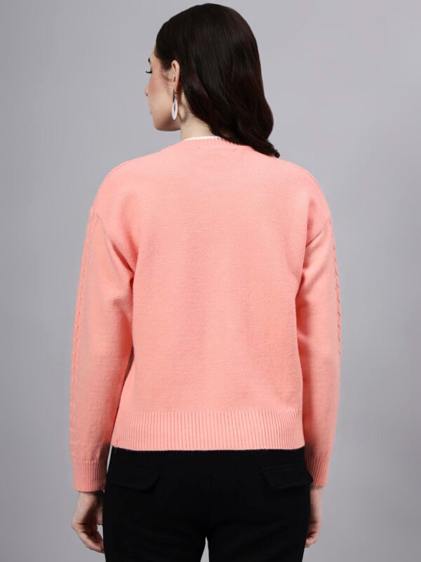 Round Neck Geomatric Design With Premium Acrylic Wool Women Knitted Top & Sweater