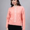 Round Neck Geomatric Design With Premium Acrylic Wool Women Knitted Top & Sweater