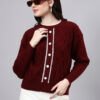 Round Neck Geomatric Design With Premium Acrylic Wool Women Knitted Top & Sweater