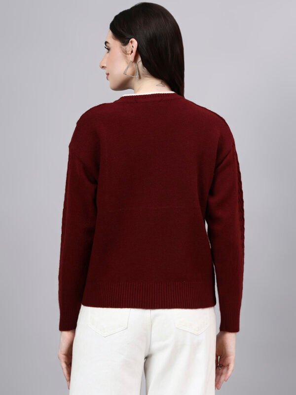 Round Neck Geomatric Design With Premium Acrylic Wool Women Knitted Top & Sweater
