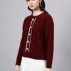 Round Neck Geomatric Design With Premium Acrylic Wool Women Knitted Top & Sweater