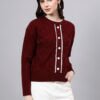 Round Neck Geomatric Design With Premium Acrylic Wool Women Knitted Top & Sweater
