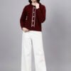 Round Neck Geomatric Design With Premium Acrylic Wool Women Knitted Top & Sweater