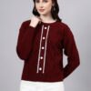 Round Neck Geomatric Design With Premium Acrylic Wool Women Knitted Top & Sweater