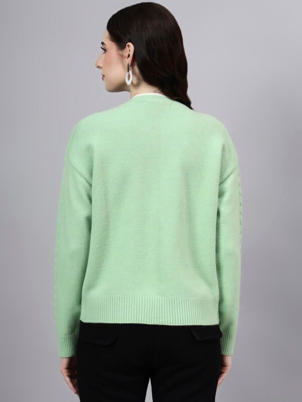 Round Neck Geomatric Design With Premium Acrylic Wool Women Knitted Top & Sweater