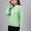 Round Neck Geomatric Design With Premium Acrylic Wool Women Knitted Top & Sweater