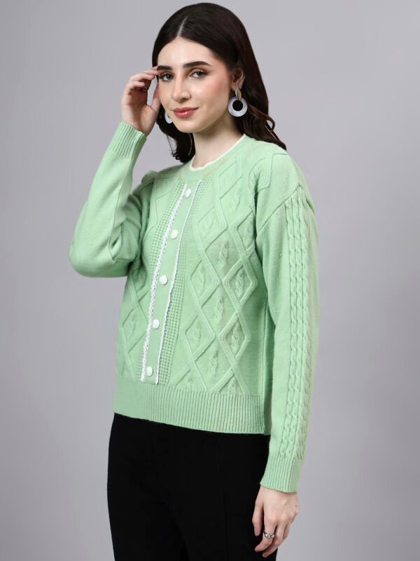 Round Neck Geomatric Design With Premium Acrylic Wool Women Knitted Top & Sweater