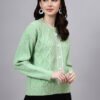 Round Neck Geomatric Design With Premium Acrylic Wool Women Knitted Top & Sweater